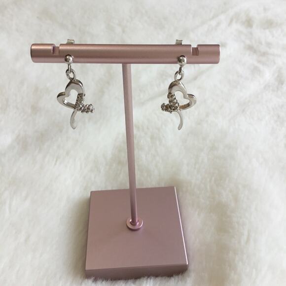 Sterling Silver Heart Drop Earrings - Picture 1 of 5